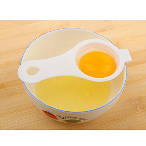 HENGSONG Weiß 3er Set Eiweißtrenner Ei Separator Praktisch Löffel zum Trennen von Eiweiß und Eigelb - 5