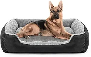 PETSHUB's Elite Super Soft Dog Bed & Cat Bed Black & Grey Furr Color Machine Washable & Anti-Skid Bottom (Reversible)