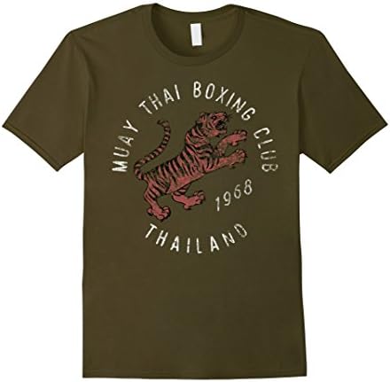Muay Thai Boxing Club Thailand Tiger Vintage Graphic T-Shirt Male Medium Olive