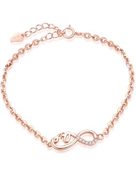 Unendlich U Klassisch LOVE Unendlichkeit Zeichen Damen Armband 925 Sterling Silber Zirkonia Armkette Verstellbar...