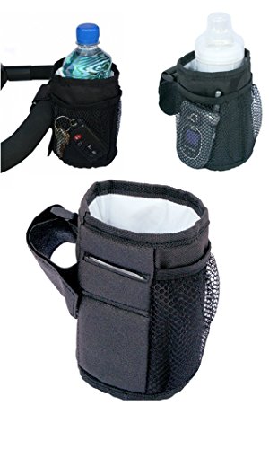 Waterproof Stroller Cup Holder Phone Holder Pushchairs Bottle Drinks Organizer,Size 10 cm(D) * 14 cm(H) Black