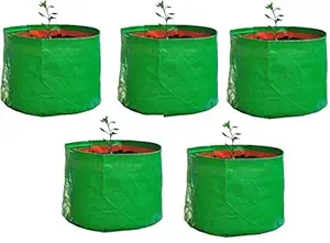 YUVAGREEN Green with Orange 200 GSM UV Treated Grow Bags for Terrace Gardening 18