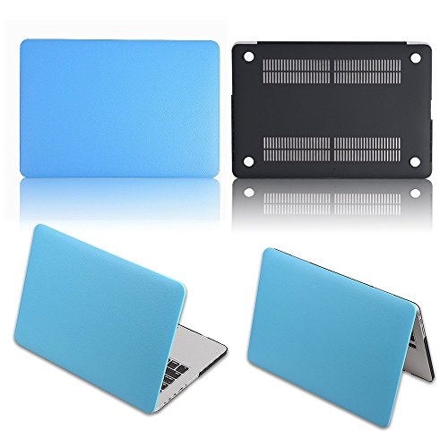 HASESS MacBook Pro 13.3 mit Retina Hülle – Premium PU-Leder Coated Harte Schale Abdeckung für Apple MacBook Pro 13.3″ A1425 A1502 Retina + Klar TPU EU/UK Tastatur Abdeckung + Klar LCD-Schirm-Schutz – Blau - 5
