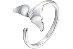 YSMO Damen 925 Sterling Silber Luxus Ringe,Schöne Delphin Wal Fish Tail Ringe Tier Open Finger Ring Frauen Mädchen Geburtstag Geschenk Party Leuchtende Kristall Silber Schmuck