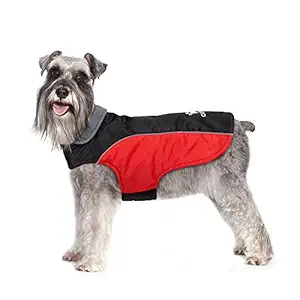 IREENUO Dog Jacket Waterproof, Warm Dog Raincoat for Fall Winter, Reflective Adjustable Rainproof Puppy Coat for Small Medium Dogs - L