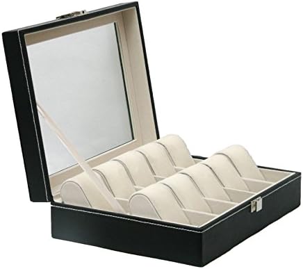ValueWay 12 watch box storage case - clear glass lid jewellery display stand for men and women