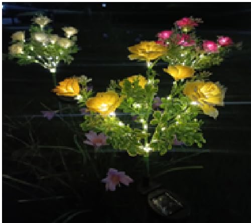 GIGAWATTS Roses Solar Garden Lights Lawn Lamp Sun-Powered Outdoor Decorative Flower Spotlights Water-Resistant and Reliable for Home Yard Campgrounds All-Weather Stake of 7 LED