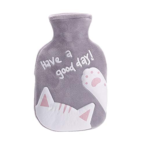 Meetlight, borsa dell'acqua calda con morbido rivestimento in velluto a forma di gatto per bambini, famiglie, fidanzate, terapie calde e fredde