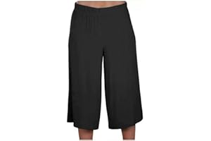 COLOP Womens 3/4 Elasticated Culottes Ladies Wide Leg Stretch Shorts Palazzo Uk 8-26