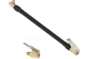 UBERMing Tuyau de Gonflage de Pneu 30cm Tuyau Tressé de Gonflage Adaptateur de Valve de Pneu de Voiture avec 1 Embout de Gonflage Laiton pour Vélo Voiture Moto de Pneus