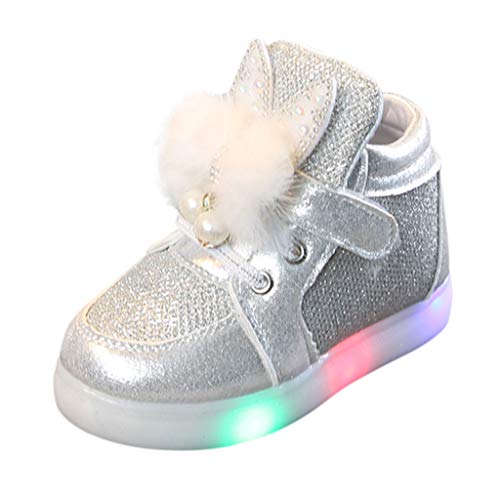 Baskets LED Enfant Fille Lapin Chaussures Sport, Chaussures de Sport Lumineuses Clignotants à LED Bas âge BéBé Multicolores Mode Sports Baskets pour 1-7 Ans BaZhaHei