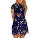 Price comparison product image Staresen Women Mini Dress, Womens Short Sleeve Floral Angel Printed Bodycon Short Mini Party Dress Ladies High-Neck Short-Sleeved Mesh Angel Print Hip Dress Blue