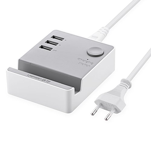 UGREEN USB Ladegerät 3 Ports Ladeadapter 20W 4A USB Charger Weiß mit PowerIQ Technology 1.5m EU Netzkabel Handy Halterung für iPhone 7/ 7 Plus/ 6/ 6 Plus/ 5S, iPad, Samsung Galaxy S8/ S7, Handy, Tablet, Kamera, MP4/ MP5 und andere digitale Geräte