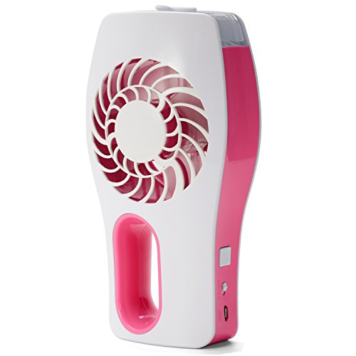 Juboury tragbarer USB Ventilator mit Luftbefeuchter. Super Kühlwirkung für Unterwegs, Zuhause und im Büro (Rosa) - 5