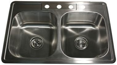 Nantucket Sinks NS3322-20-DE 33-Inch Drop-In Stainless Steel Double Bowl Kitchen Sink by Nantucket Sinks