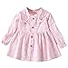 Produktbild HEETEY Kleinkind Baby Mädchen Langarm Volltonfarbe Geraffte Blumenblumen-Bogen-Kleid-Kleidung Prinzessin Kleid mit Blumendruck