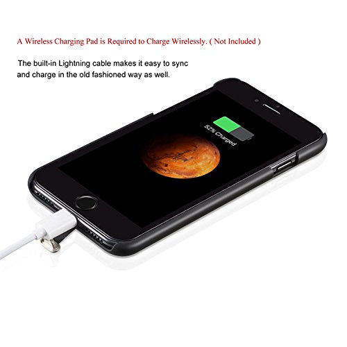Antye Qi Wireless Charger Charging Receiver Case Back Cover [No Built-in Battery] with Flexible Lightning Connector for iPhone 7