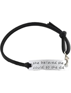 Bodya Vintage-Armband , schwarzes Lederarmband mit inspirierendem Spruch auf Silber-Anhänger: