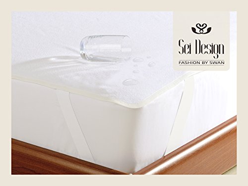 Sei Design® AQUA-STOP Matratzenschoner mit Frottiergewebe, Wasserundurchlässige Matratzenauflage mit einer 4- Gummibändern –Befestigung. (schneeweiß, 60×120) - 3