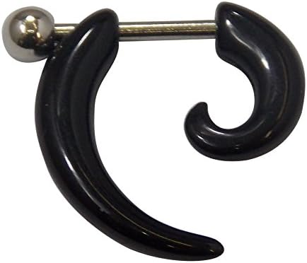 Fake Earring Spiral Acrylic thickness 5 MM Colour Black Surgical Steel bar