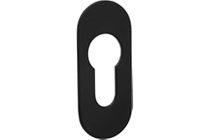 SOTECH Rosaces adhésives ovales, 65 x 28 x 2 mm, en acier inoxydable noir avec pastilles adhésives 3M, sans perçage, pour serrures à cylindre profilé, pour meubles et portes