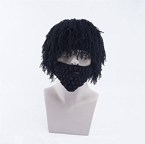 BMDHA Wig Men Knitted Hat Manual Moustache Halloween / Everyday Wear Wig Hat , black
