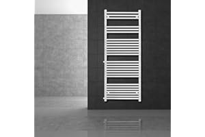 ECD Germany Radiatore Scaldasalviette Termoarredo da Bagno Moderno in Acciaio Bianco Sahara - 600 x 1600 mm - Bianco - dritto con attacco laterale - Scaldasalviette Asciugamani 650 mm non elettrico