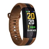 CCYOO Smart Armband Watch Fitness Tracker Blutdruck Pulsmesser Smartwatch Wasserdicht,Brown