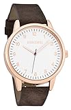 ferenzi Herren | Classic Rose Gold Uhr mit Braun Wildleder Band und lila Hand | fz16704