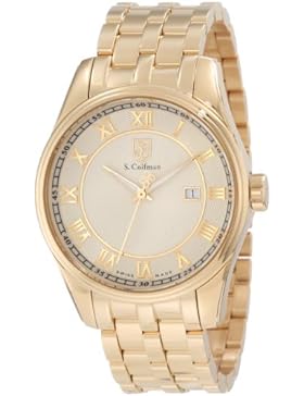 s. COIFMAN Herren Armbanduhr Quarz mit Gold Zifferblatt Analog-Anzeige und Gold Edelstahl vergoldet Armband SC0101