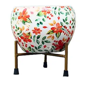 Iron Stand with Pot Multi Color White Background Pot hight-10cm Pot Dia- 13cm Stand hight-7cm Sold by The Radiant