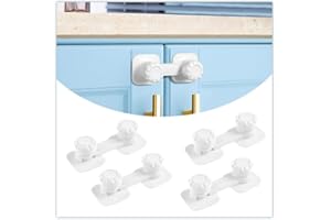 NEWBINN Lot de 4 Sécurité Enfant Portes de Placard, Sécurité Enfant pour Tiroir, Sécurite Bloque-placards pour Enfants, Ruota Bébé Serrures de Sécurité pour Bébé Sans Perçage, 3M Adhesive