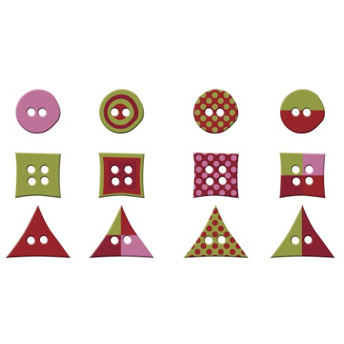 Preisvergleich Produktbild RAYHER - Knöpfemischung, 2 cm, Karte 12 Stück, rot / rosé