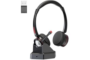 Beebang Bluetooth Headset with Microphone for PC, Wireless Headset with Mic & Mute Button, 40 Hrs Working Time, Noise Cancelling Bluetooth Headset 5.2 for Work Office Laptop Teams Business Meeting