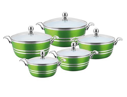 SQ Professional Die-Cast Green Ceramic Casserole Dish Set 5pc