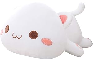 LICHENGTAI Uroczy kot, pluszowa zabawka, kreskówkowy kot, poduszka do spania, wypchane zwierzęta, przytulanki koty, lalka, miękka poduszka na sofę, kotek, zabawka, prezent dla dzieci dorosłych, biała,