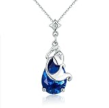 XJYA Mermaid Halskette, Mermaid Gedanken S925 Sterling Silber Diamanten Weißgold Zirkon Damen Anhänger Halskette