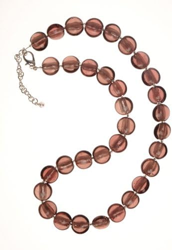 The Jewellery Factory Silver Plated Lt 'Amethyst' Murano Style Disc Bead Necklace of 50.0cm