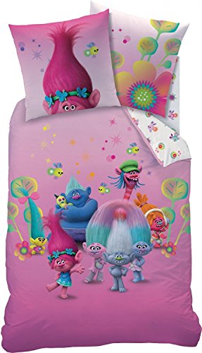 Wende Bettwäsche Set Trolls, 135x200cm + 80x80cm, GROUP, Biber/Flanell