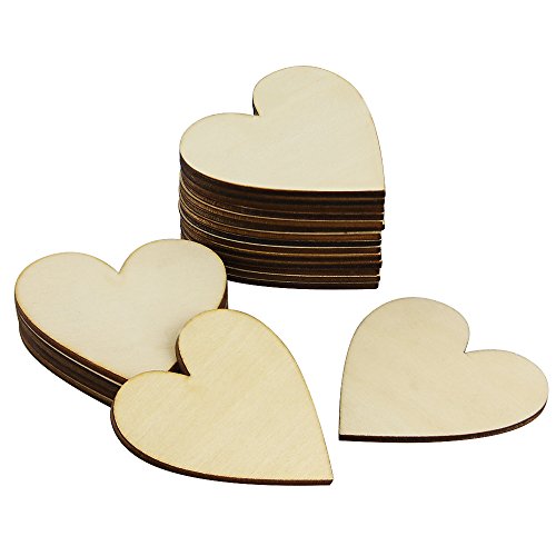 Zilong 60mm Herz Holz Scheiben, unlackiert Naturholzscheiben Verzierungen/Deko für DIY Handwerk, hochzeitsdeko, tischdeko, 50 Stück - 4
