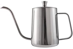 LIOAEUST Cafetera de cuello de cisne, hervidor de cuello de cisne de acero inoxidable con boquilla estrecha para café de goteo manual (plata, 350 ml)