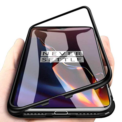 SmartLike Auto-Fit Magnetic Absorption Case Metal Frame Back Cover for OnePlus 6