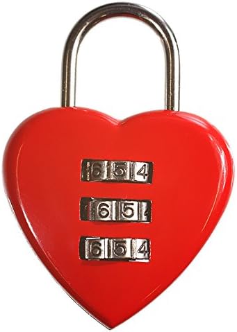 Heart Lock with Combination Lock in Blister Pack, 4 X 6 X 1 cm