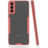 Elfia Samsung Galaxy S21 ile Uyumlu Silikon Kılıf Şeffaf Kamera Lens Korumalı Yumuşak İnce Kapak Parfen Pembe