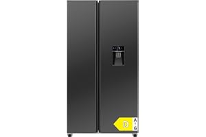 Bomann® Kylskåp sida vid sida, Vattendispenser med tank, Energiklass D, 177 cm, NoFrost, 5 års kompressorgaranti, Kylskåp med frysfack, MultiAirflow-system, SBS 7367 Mörk rostfri