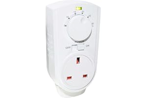 LOWENERGIE Plug In Thermostat Temperature Control Greenhouse Heater Shed Garage (Analogue) White