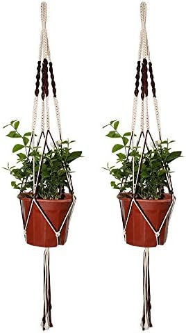 iRurality Macrame Plant Hanger, 4 Legs 41 Inch Cotton Plant Holder for Both Indoor or Outdoor（Pack of 2 )