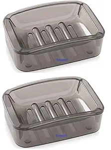 Nimbose Plastic Soap Dish Set with Box, Soap Dish for Bathroom, 2-Layered Soap Holder Soap-Case Combo Set (Random Colors, Pack of 2)