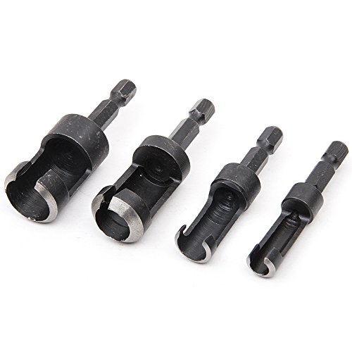 Fortag 4 tlg Zapfenbohrer Bohrer Set Pfropfenbohrer Cutter Drill Forstnerbohrer Schneidesatz Dübel Zapfenfräser Zapfenschneider Holzbohrer Satz 6mm-16mm - 2