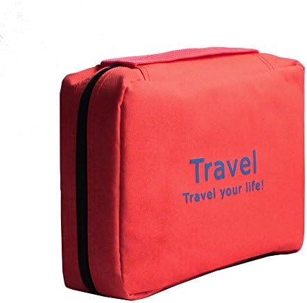 Fochier Portable Waterproof Wash bag cosmetic bag Hanging holiday travel toiletry bag multi-function for men women red